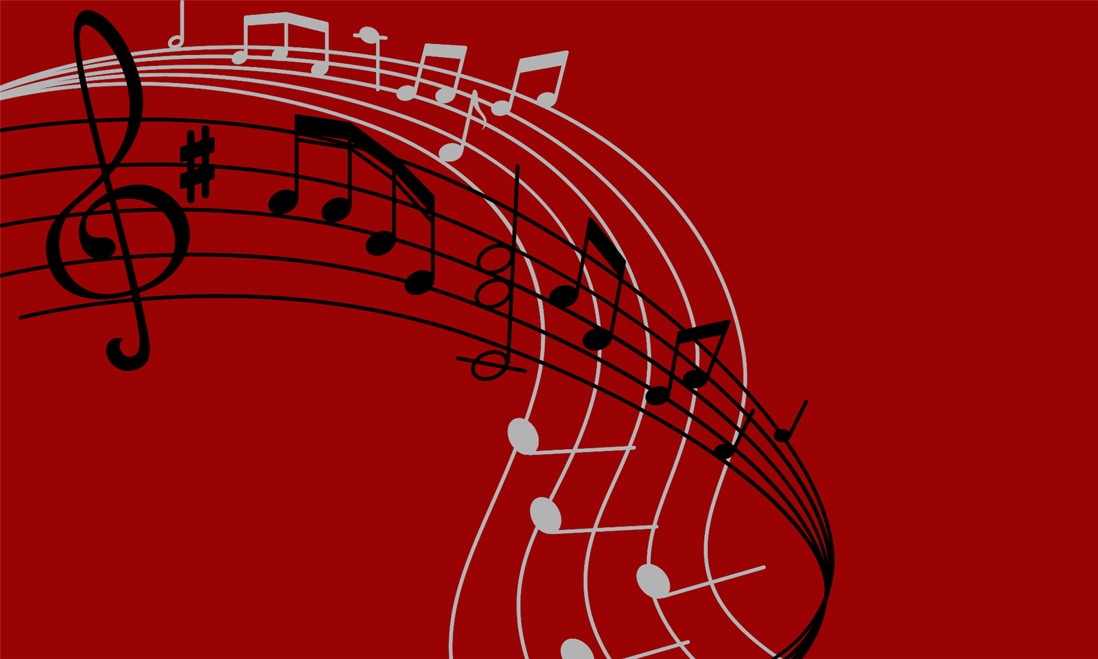 Music notes on red background